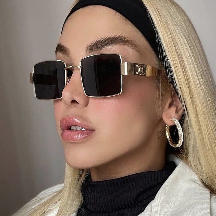 Women's fashionable rectangular sunglasses with high-quality metal frame and polarized lenses Skanto