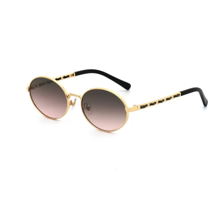 Dame elegant rund solbrille med luksuriøs ramme og komfortable stenger Skanto