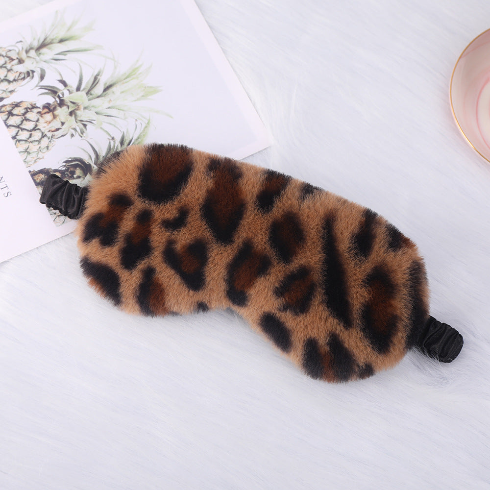 Dame nan luksuriøs kunstpels sovemaske med leopardmønster, ekstra myk polstring og elastisk komfortbånd Skanto