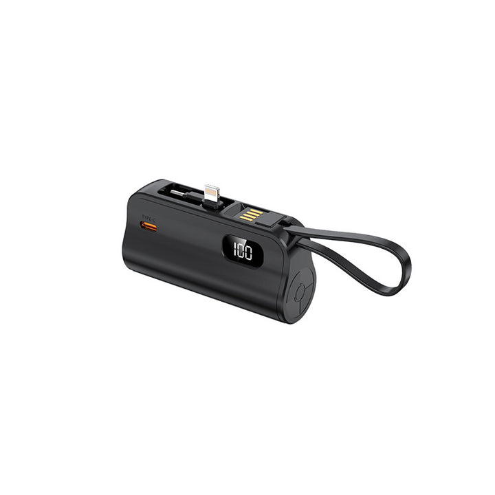 Bærbar powerbank med integrerte kabler og LED-skjerm Skanto