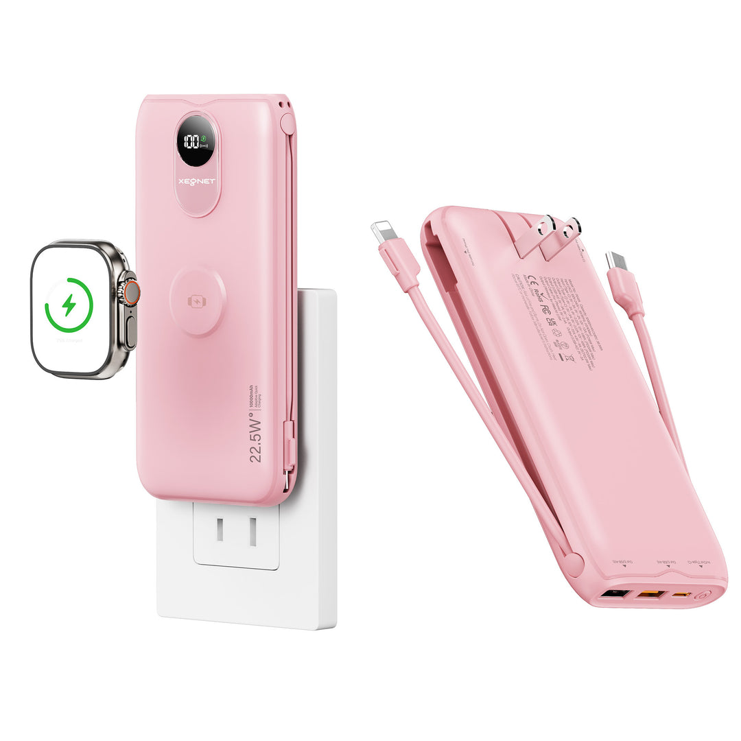 Bærbar Powerbank med Qi-ladefunksjon og kablet hurtigladesystem Skanto