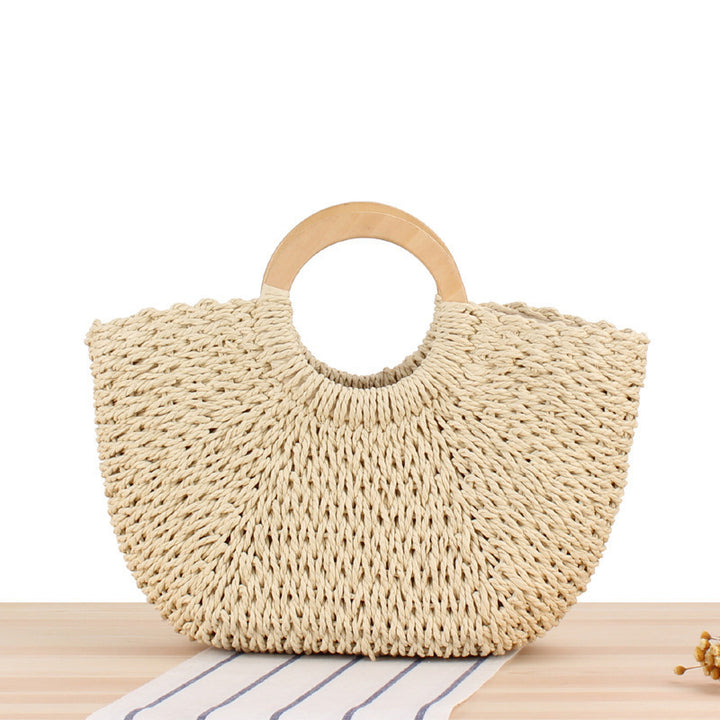 Designer bag made of handmade wicker with wooden handle Skanto