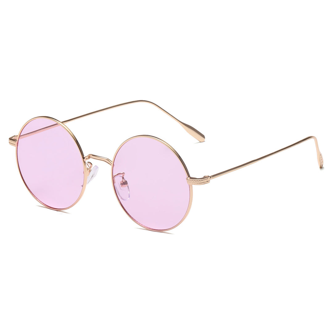 Dame rund solbrille med elegant metallramme og polarisert glass Skanto