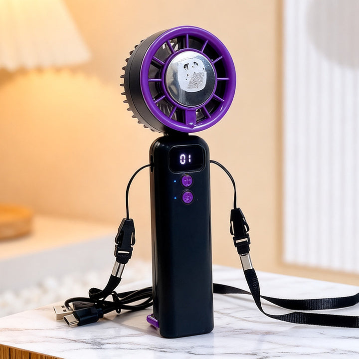 Damer multifunksjonell håndvifte med LED-skjerm og USB-laderfunksjon Skanto