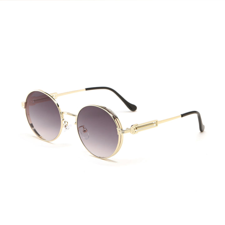 Dame rund Vintage-solbrille med eksklusiv metallramme Skanto