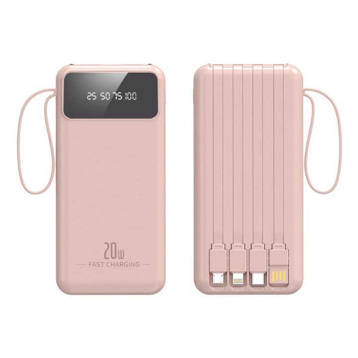 Høyytelses powerbank med integrerte ladekabler og digitalt display Skanto