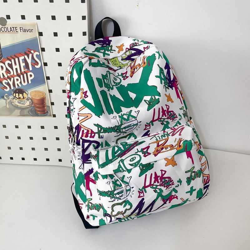 Kunstnerisk Graffiti Print Skole Rygsekk
