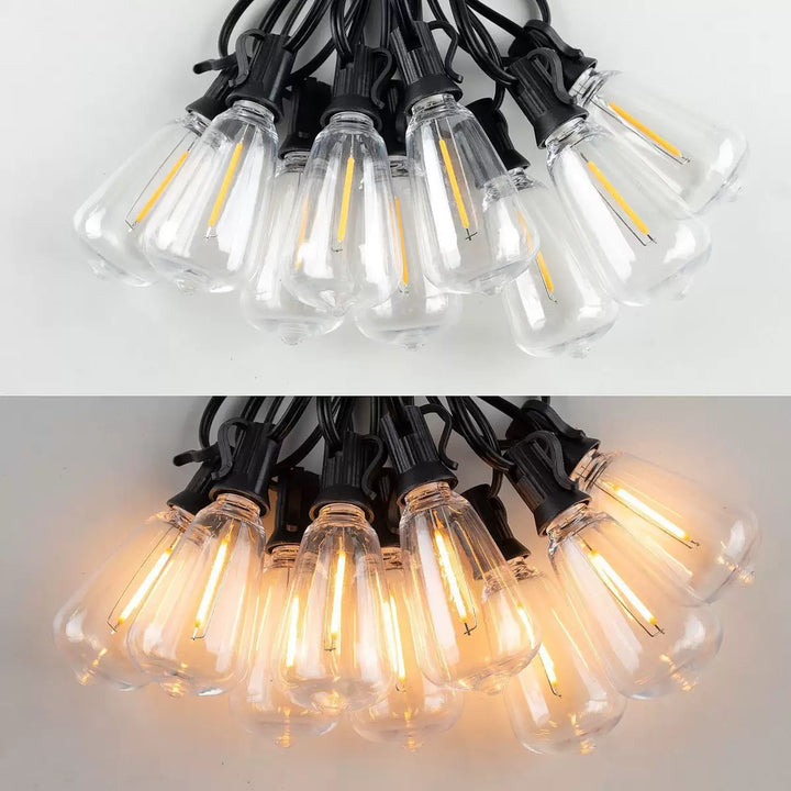 Utendørs Vintage Filament LED Lyslenker Med Uknuselige Dråpeformede Pærer Og Robuste Værbestandige Kabler Skanto