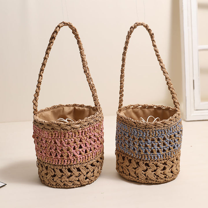 Trendy Handmade Basket Bag with Practical Drawstring Skanto