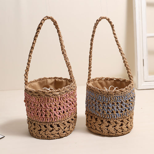 Trendy Handmade Basket Bag with Practical Drawstring Skanto