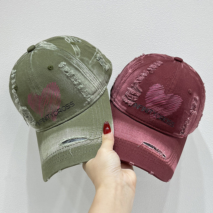 Kvinnenes Slitt Hjerte Brodert Baseball Cap Skanto