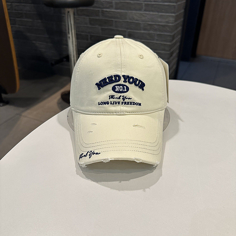 Herre Distressed Cotton Brodert Baseball Cap Skanto