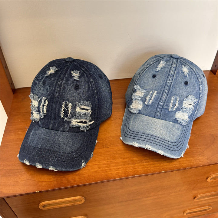 Kvinne Slitt Denim Justerbar Baseball Caps Skanto