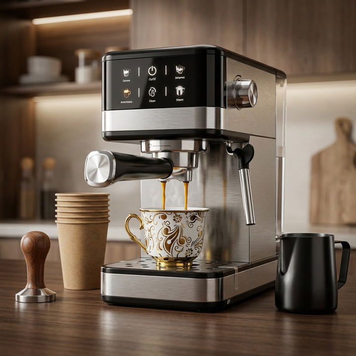 Espressomaskin med integrert melkeskummer Skanto