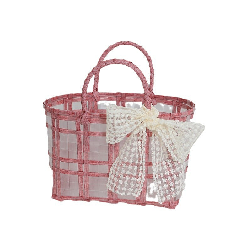 Handmade basket bag with elegant bow application Skanto