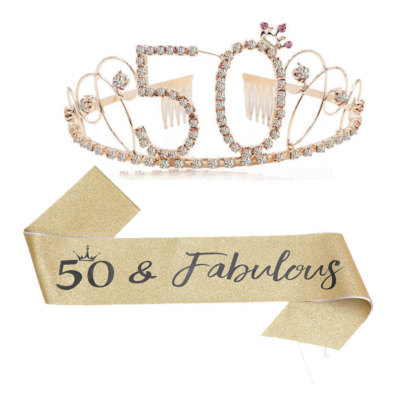 Dame Glitrende Tiara med festlig "50 & Fabulous"-design Skanto