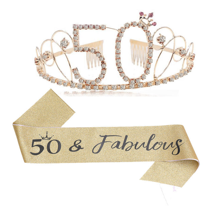 Dame Glitrende Tiara med festlig "50 & Fabulous"-design Skanto