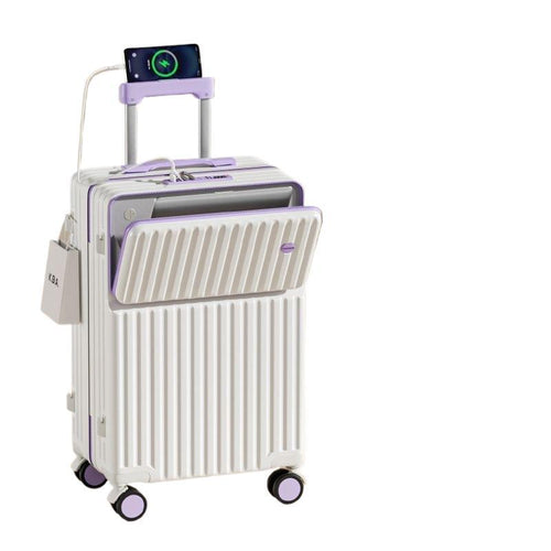 Bærbar hardtskal trolley koffert med USB-tilkobling og innovativ organizer Skanto
