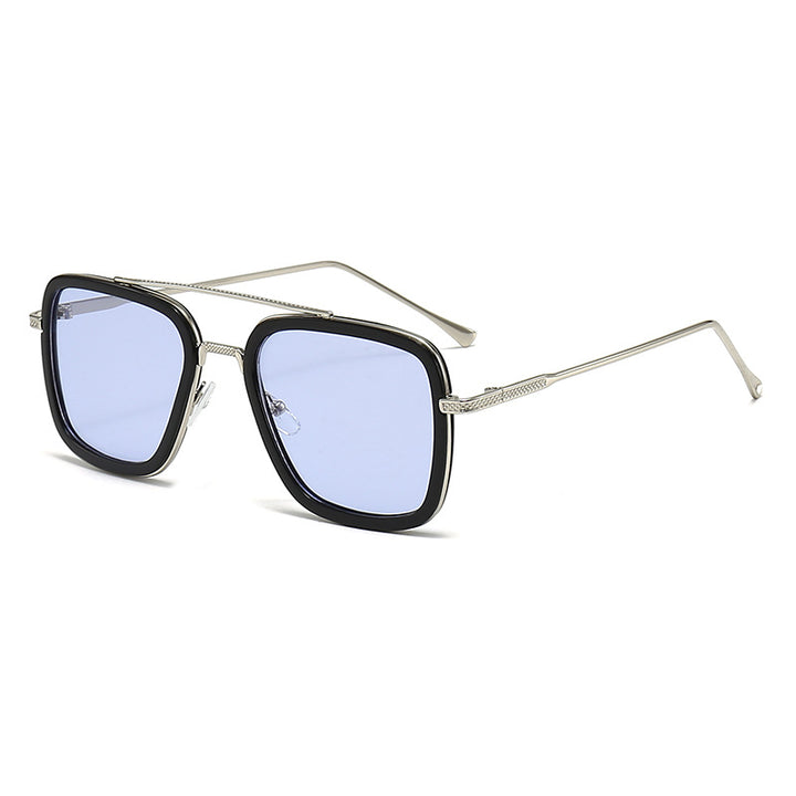 Dame moteristisk kvadratisk solbrille med glamorøs metallramme Skanto