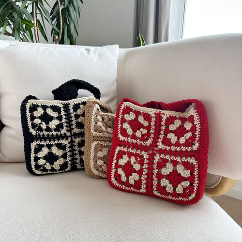 Crocheted crossover bag with folk-inspired design Skanto