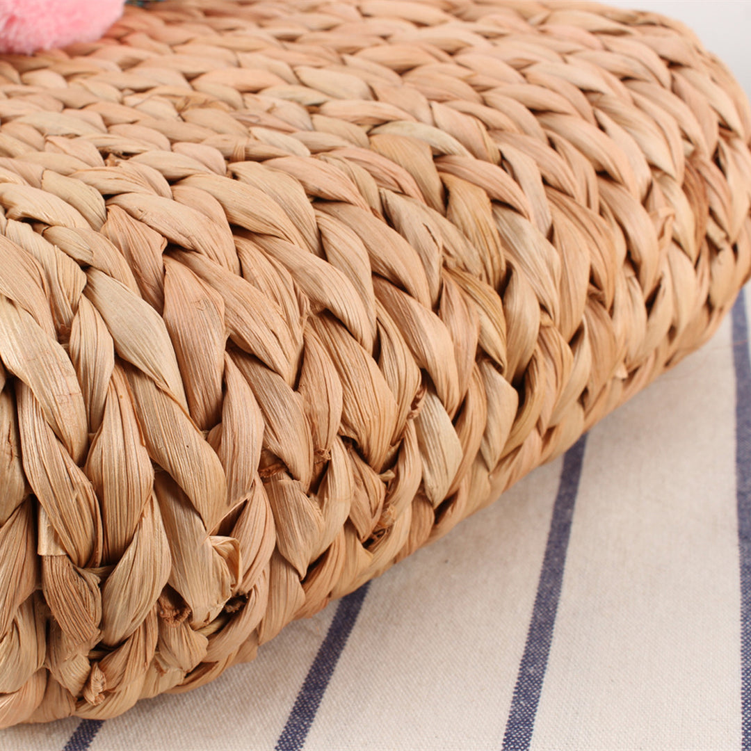 Beach Bag with Colorful Pom-Poms Skanto