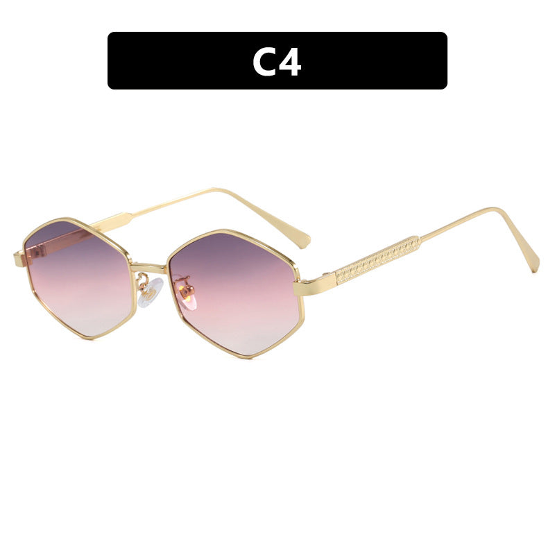 Women's hexagonal sunglasses with elegant metal accents and UV protection Skanto