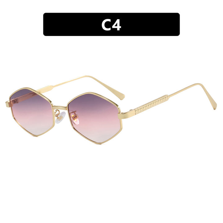 Women's hexagonal sunglasses with elegant metal accents and UV protection Skanto