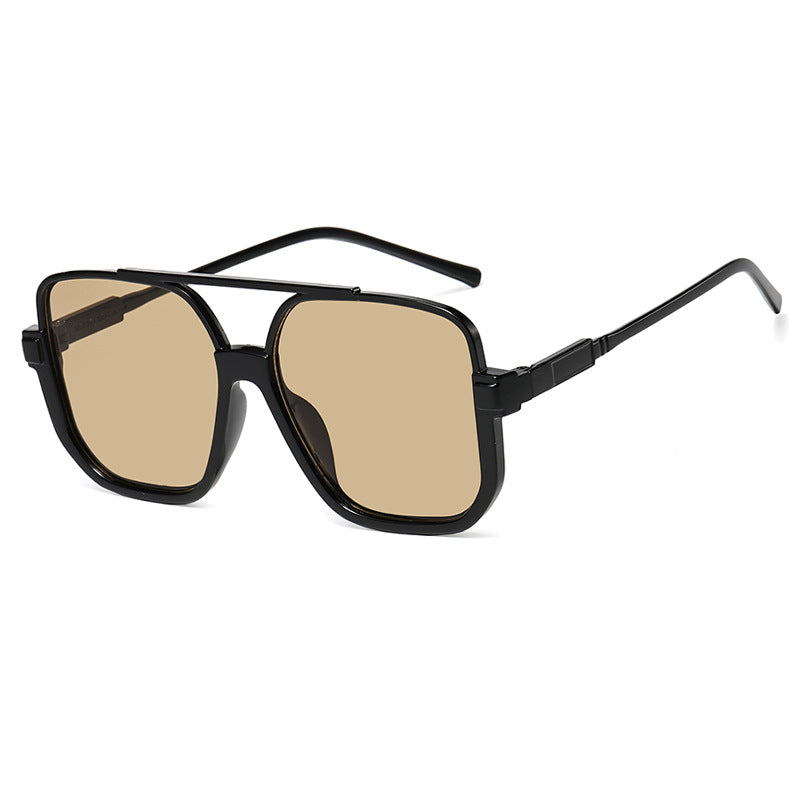 Women's square sunglasses with transparent frame and green tinted lenses Skanto