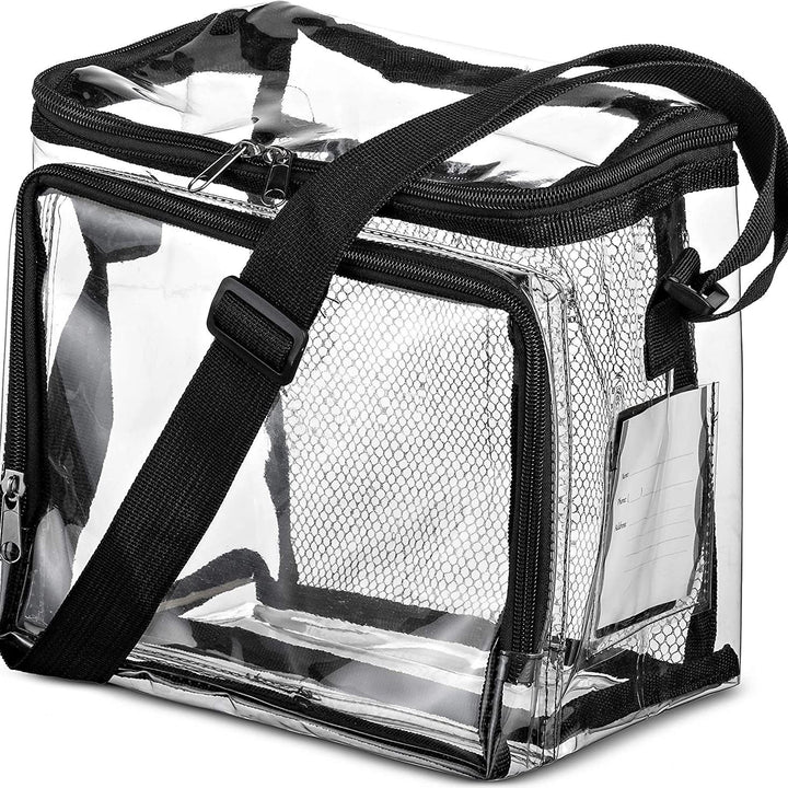 Transportbag av gjennomsiktig materiale med nettfelt Skanto