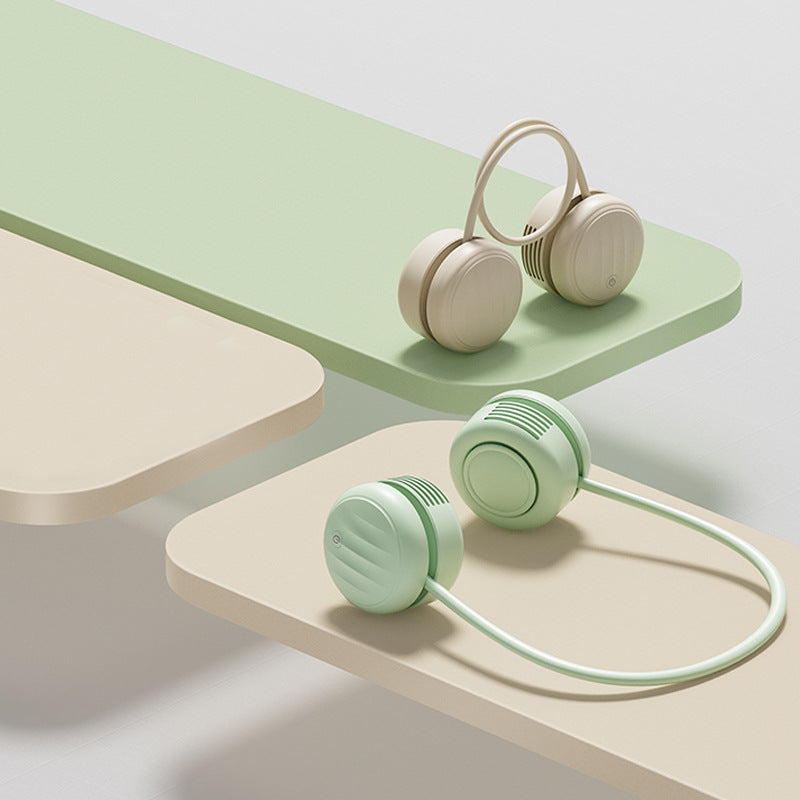 Kjølende handsfree dual-hodet bærbar nakkevifte med fleksibel gåsehals og USB-C opplading Skanto
