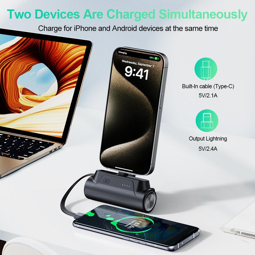 Mini Powerbank med integrert ladekabel Skanto