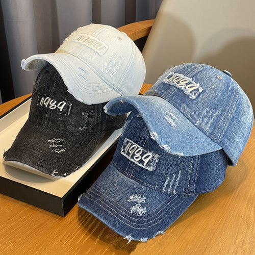 Kvinne Slitt Denim Baseball Caps Skanto 1784188483