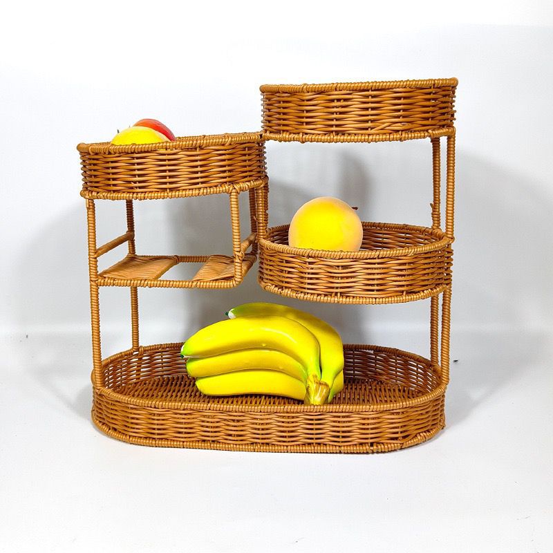 Unisex Rattan Hylle med tre nivåer Skanto