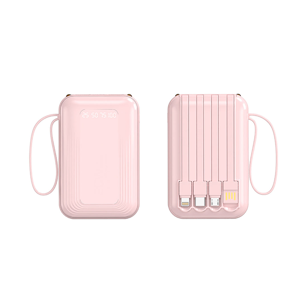 Multifunksjonell powerbank med integrert kabelsystem Skanto