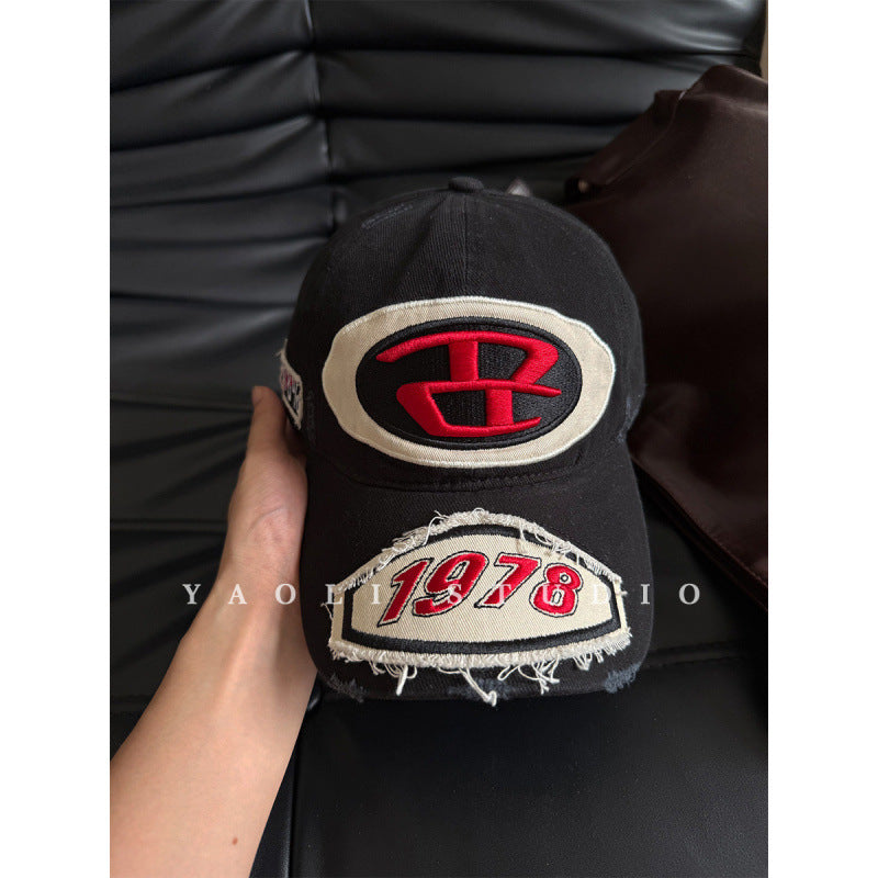 Herre Slitt Grafisk Logo Baseball Caps Skanto