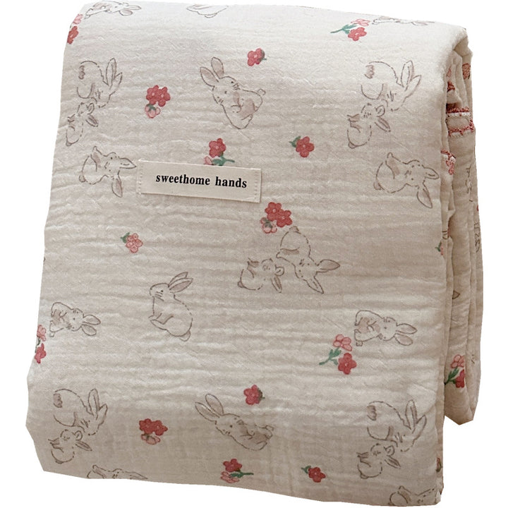 Unisex Cozy Muslin Blanket med Søtt Kanin Design Skanto