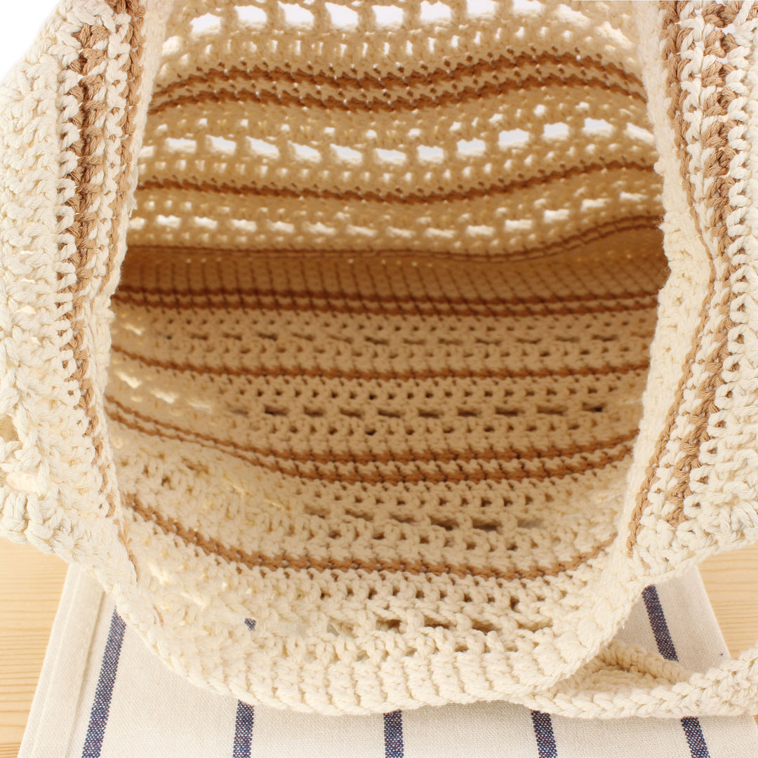 Hand-knotted shoulder bag with maritime stripe pattern Skanto