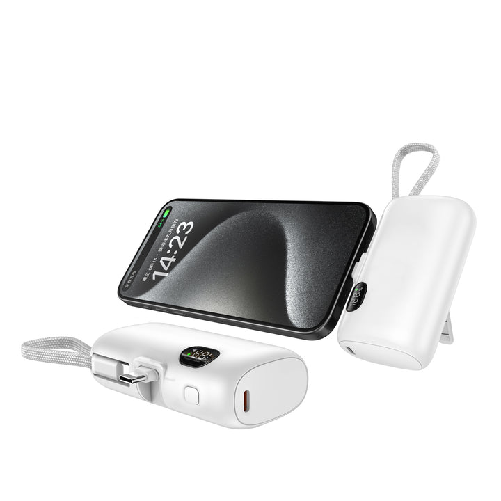 Bærbar Powerbank med digital effektindikator og multifunksjonskabel Skanto