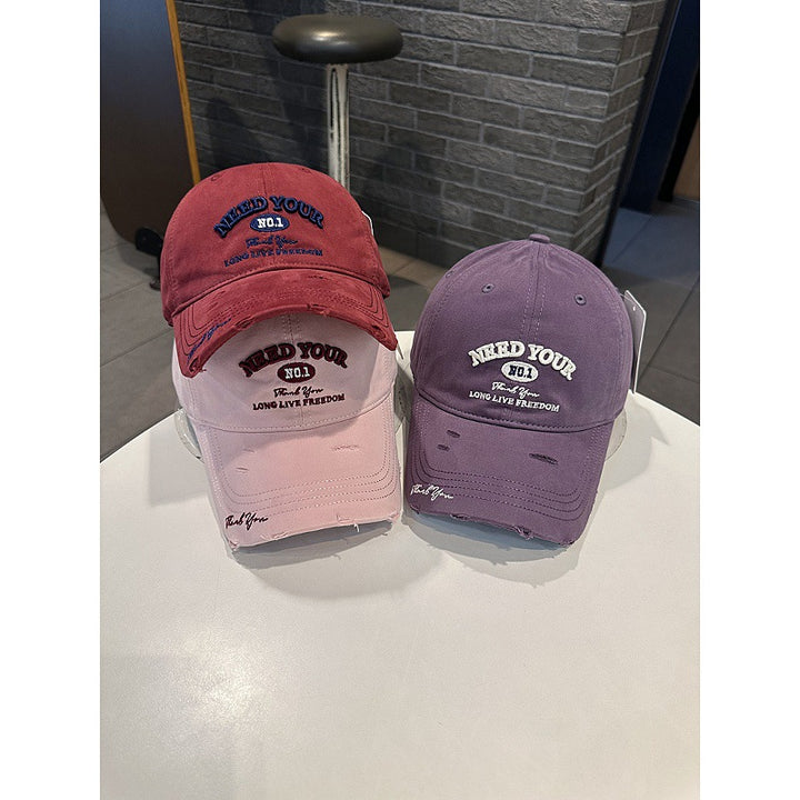 Herre Distressed Cotton Brodert Baseball Cap Skanto