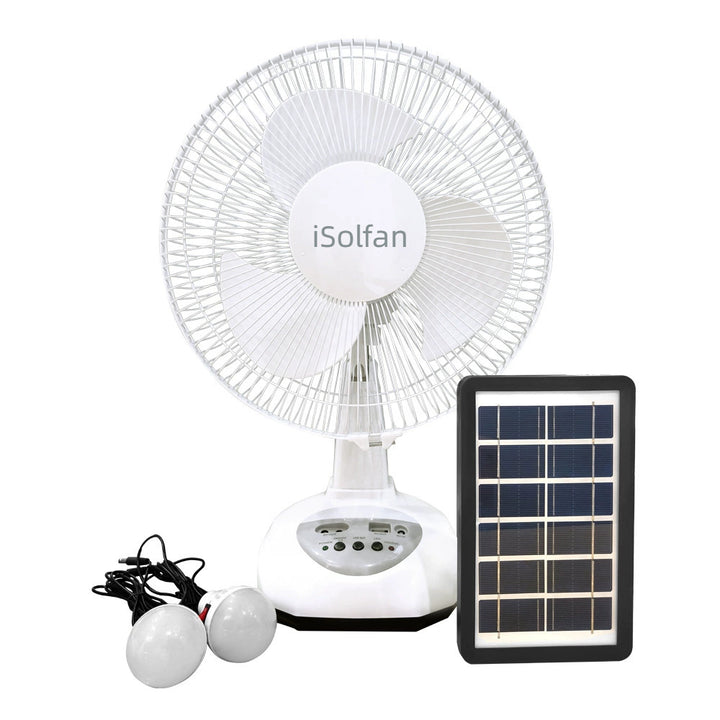 Kvinnes bærbare solfane med LED-lampe og USB-tilkobling Skanto