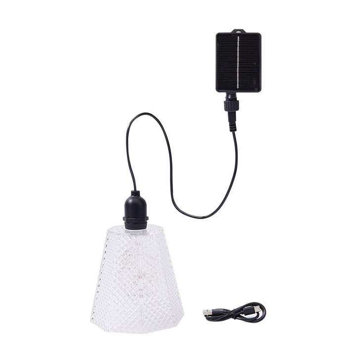 Solar USB Oppladbar Teksturert Glass Pendellampe Skanto