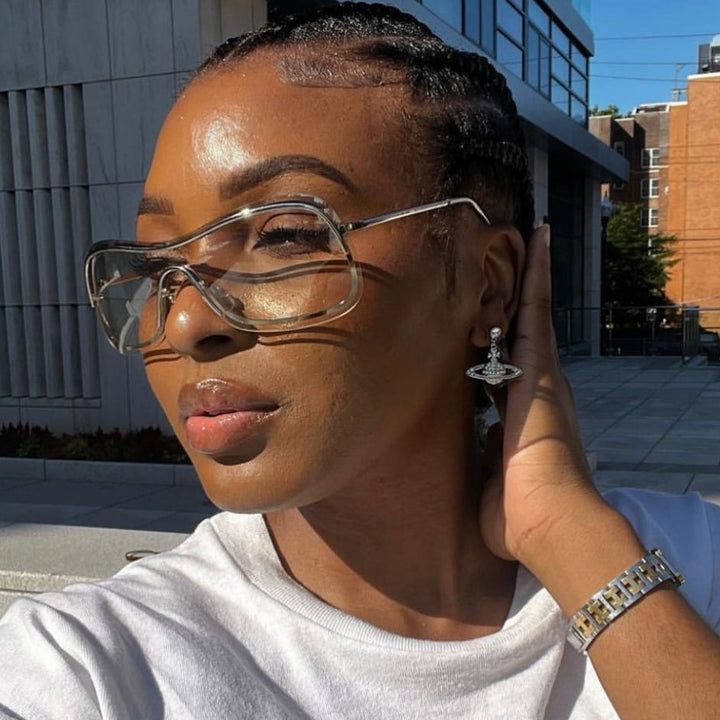 Women's large round sunglasses with elegant metal frame Skanto
