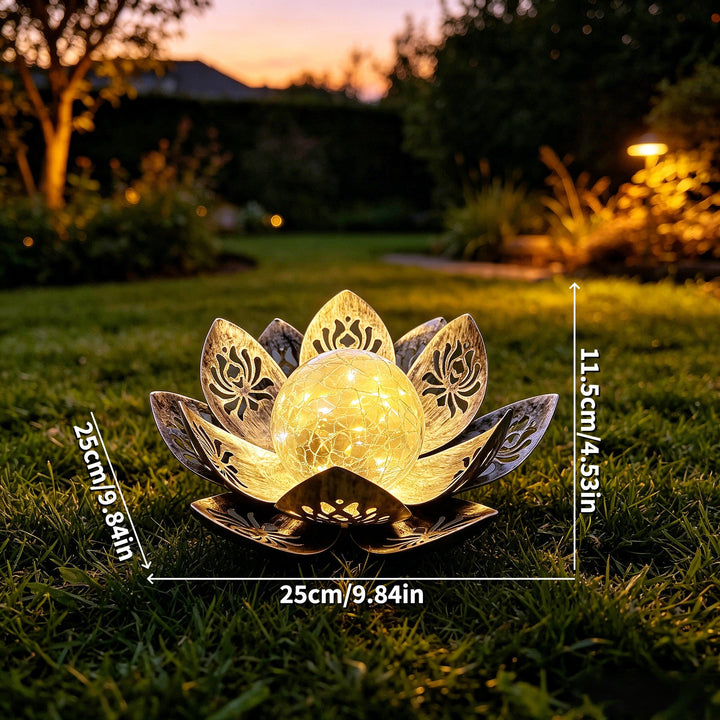 Dekorativ Lotus Solhage Lys Med Sprukket Glasskul Skanto