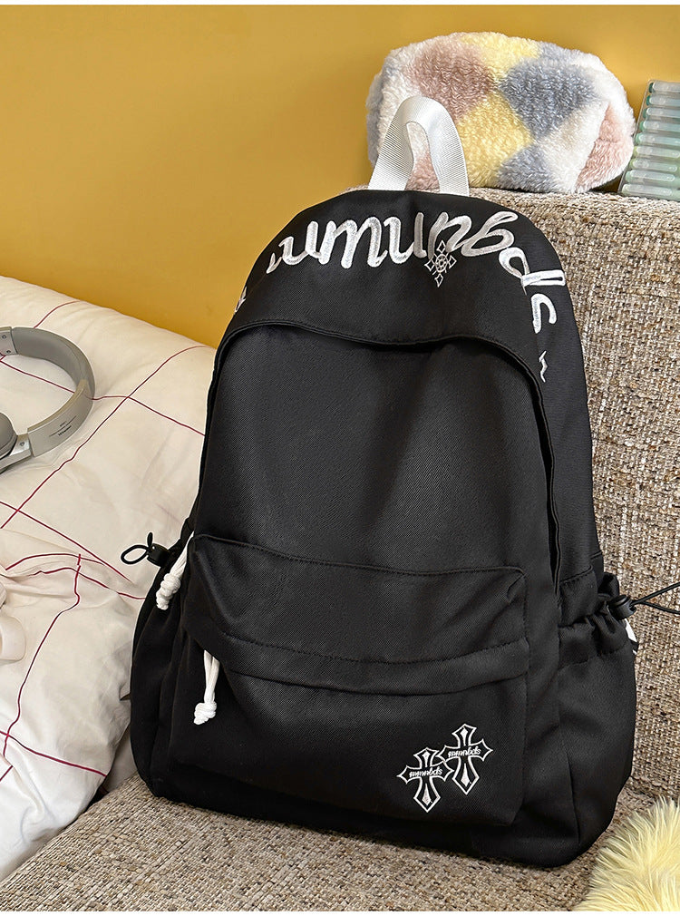 Uformell multi-lomme lerret skole ryggsekk
