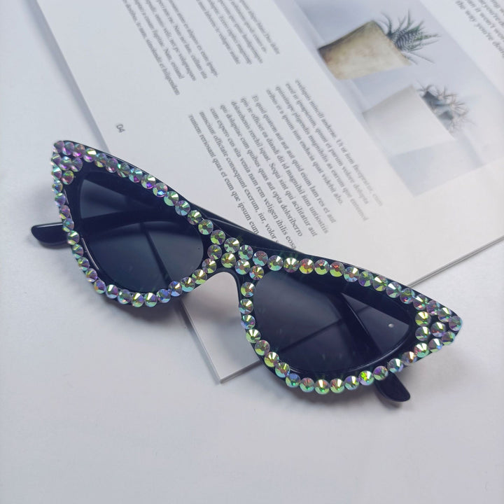 Dame Cat-Eye solbriller med glitrende krystallpynt Skanto