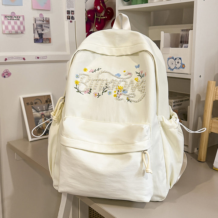 Brodert Blomster Skole Ryggsekk