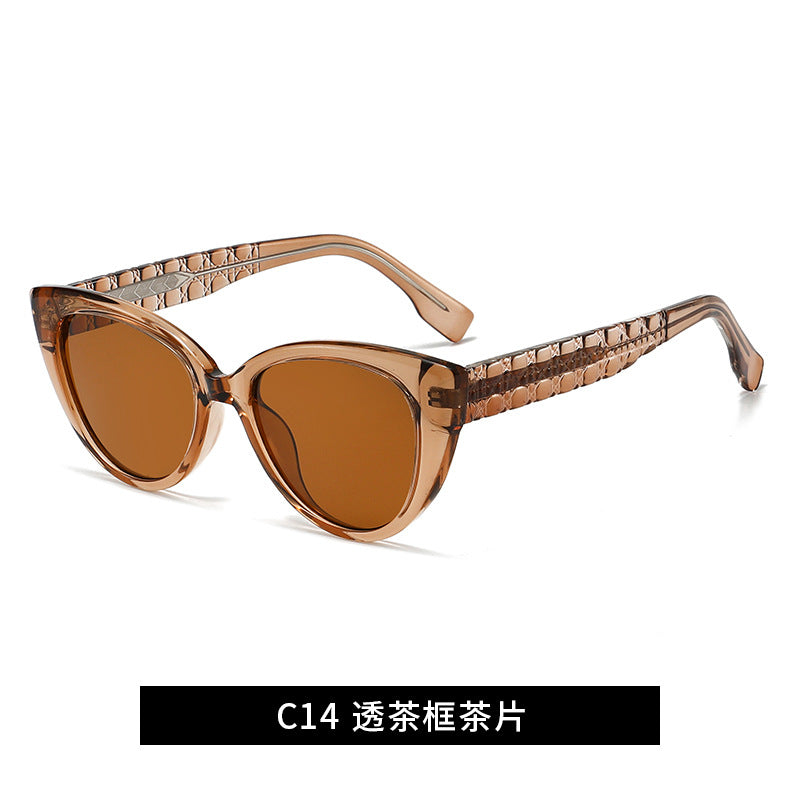 Kvinne Cat-Eye Solbriller med Dekorativ Bro Skanto