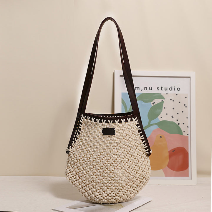 Hand-knotted tote bag with sturdy leather handles Skanto