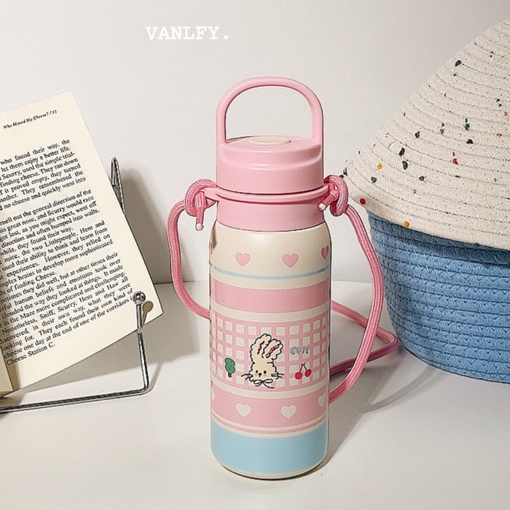 Damen Isoliertrinkflasche mit durchgehendem Tierdesign und Trageriemen Skanto