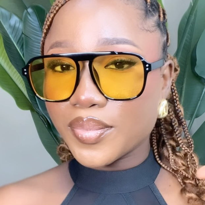 Women's geometric sunglasses with polarized yellow lenses Skanto